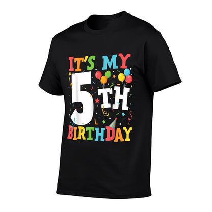 Kids It's My 5th Birthday 5 Five Year Old Birthday Party  Slim-fit Cut T-Shirt