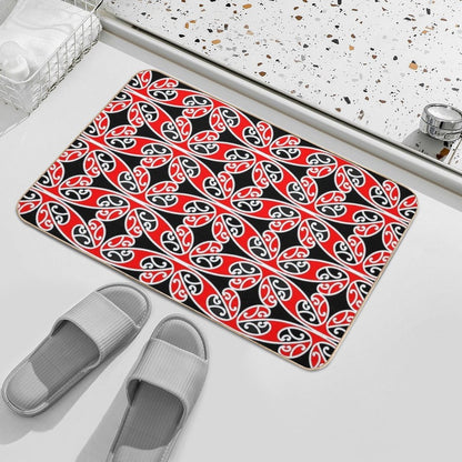 Maori Traditional Pattern Hammehead Shark  Anti-Trip Bath Mat