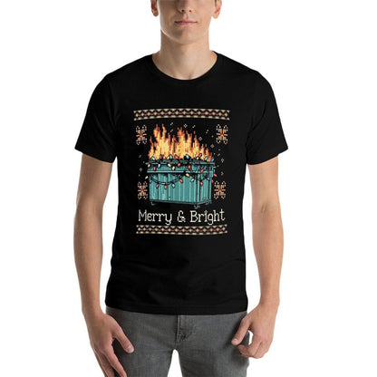 Ugly Christmas Sweater Dumpster Fire - Merry And Bright  Soft T-Shirt