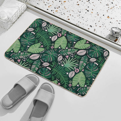 Aztec Jungle Leaves  Slip-Resistant Bath Mat