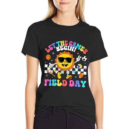 Field Day 2025 Let The Games Begin Teachers Kids Field Day Ribbed Collar T-Shirt