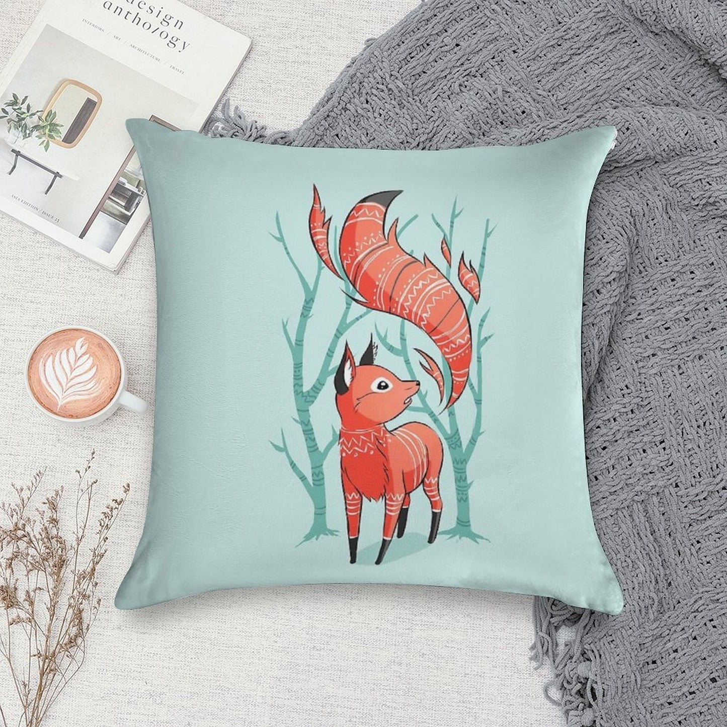 Winter Fox Soft Durable Construction Throw Pillow