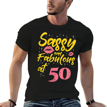 Womens Sassy Fabulous 50 Fifty Years Old 50th Birthday Gift Women  Lightweight T-Shirt