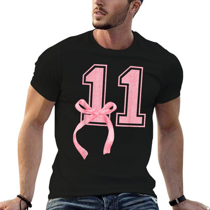 Birthday Girl Pink Coquette Bow 11 Year Old Aesthetic Girly  Wrinkle-resistant T-Shirt
