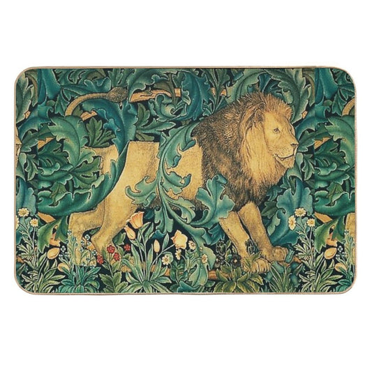 GREENERY ,FOREST ANIMALS, LION Antique Tapestry  Versatile Bath Mat