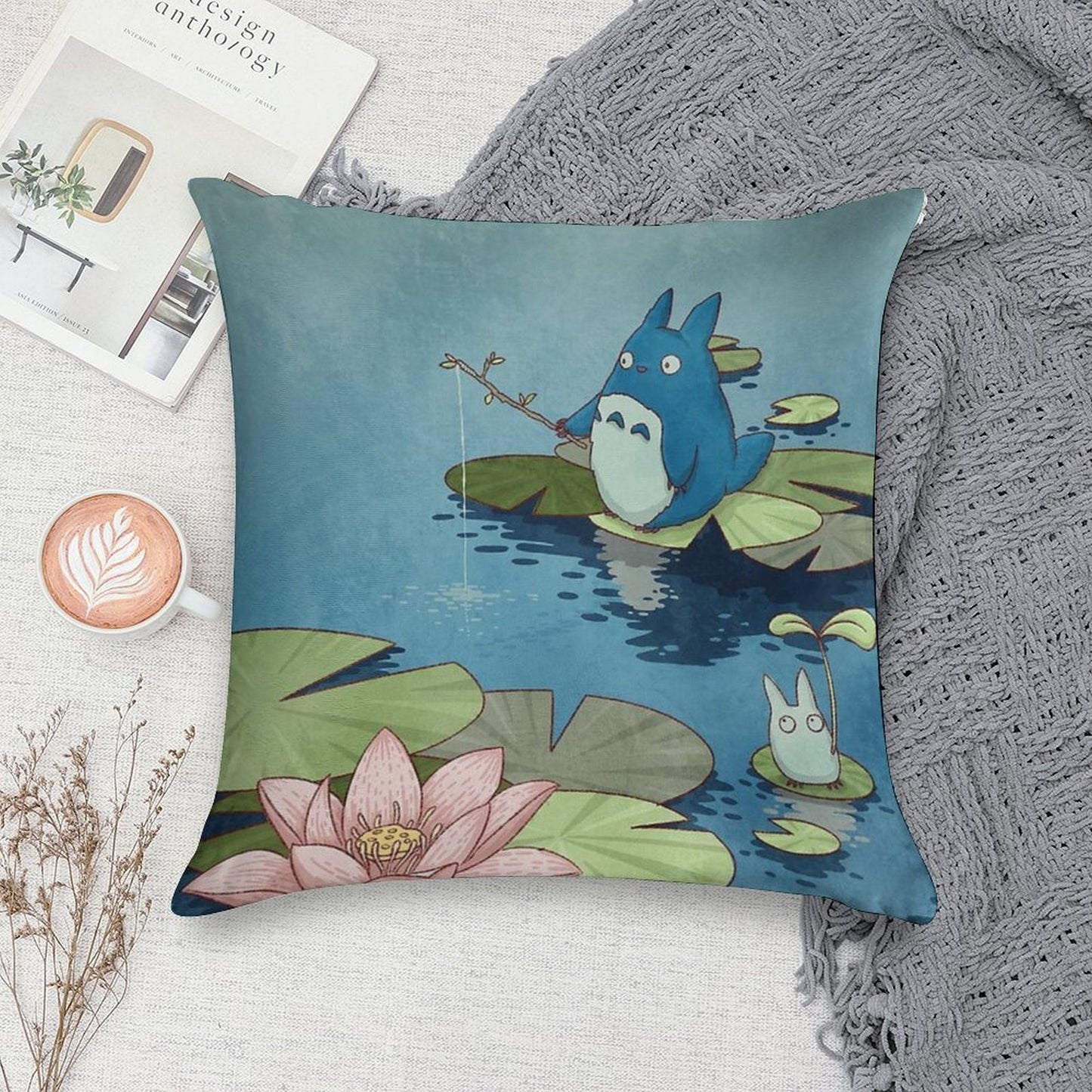 Fishing in The Pond Soft Ultra-Soft Texture Throw Pillow