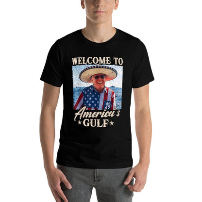 Gulf of USA America Funny USA Flag Eco-friendly Material T-Shirt