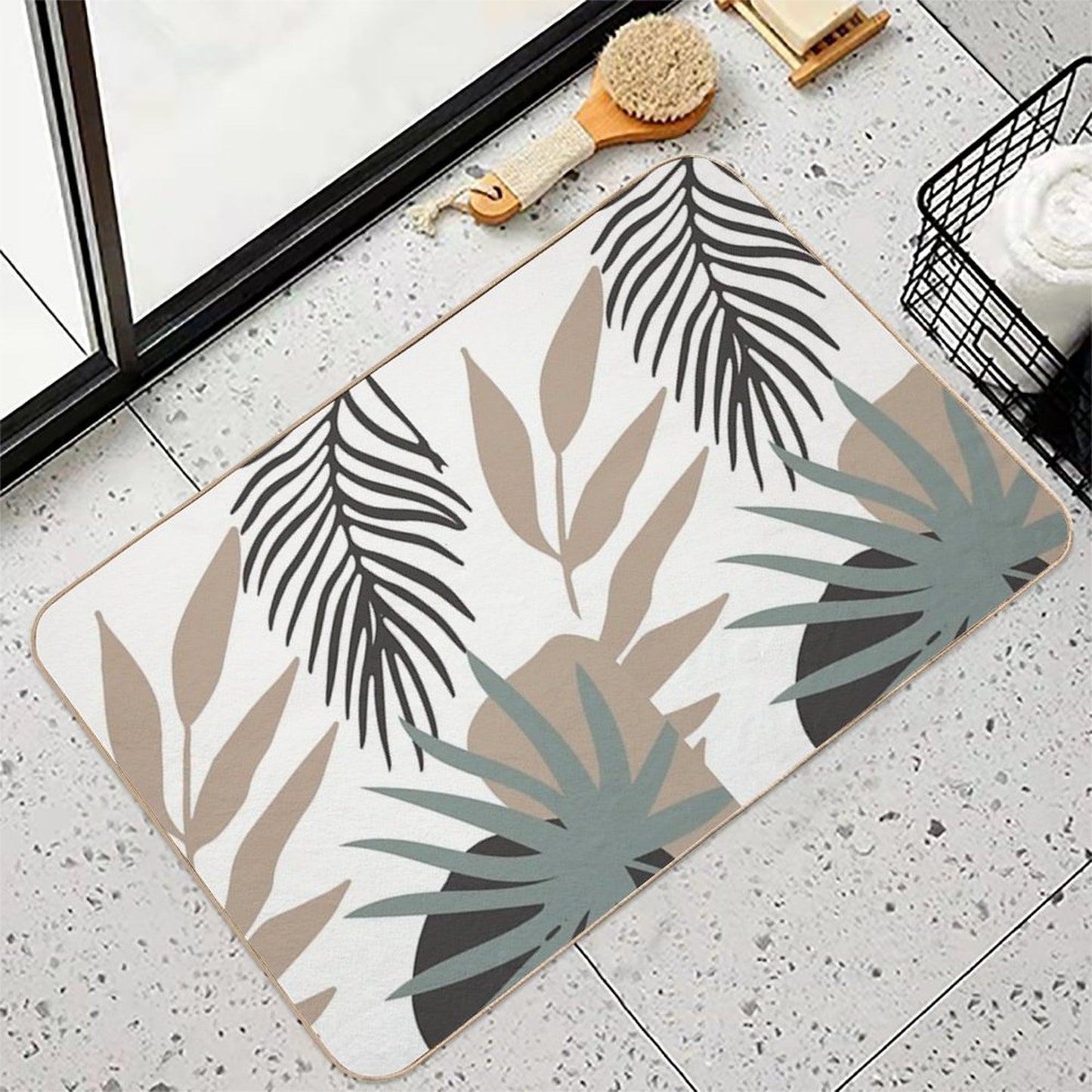 Abstract Modern Leaves  Non-Slip Bath Mat