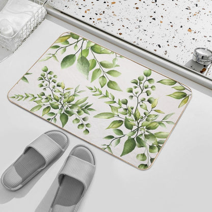 Watercolor Leaves  Anti-Trip Bath Mat