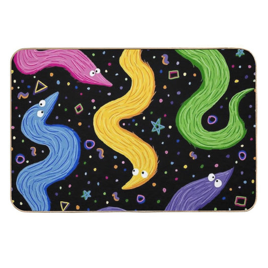 Bowling Worm On A String  Dirt-Trapping Bath Mat