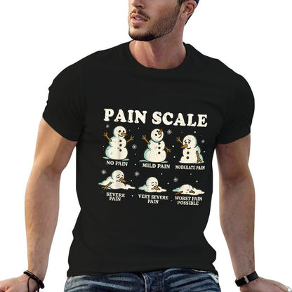 Christmas Pain Scale Snowman Funny Nurse ICU Nurse Xmas Pjs  Graphic-printed T-Shirt