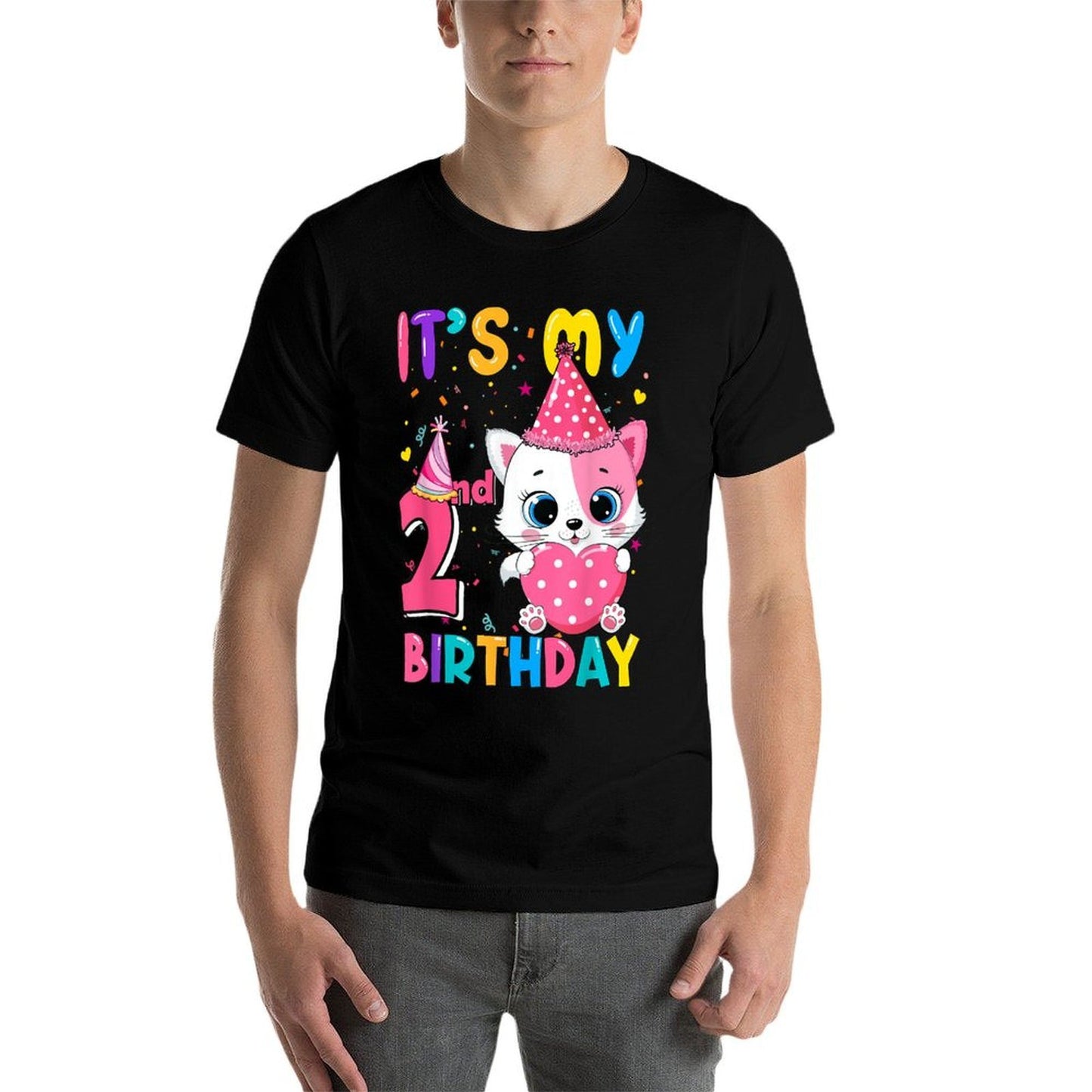 It's My 2nd Birthday Girls Funny Cat Birthday 2 Year Old  Breathable T-Shirt