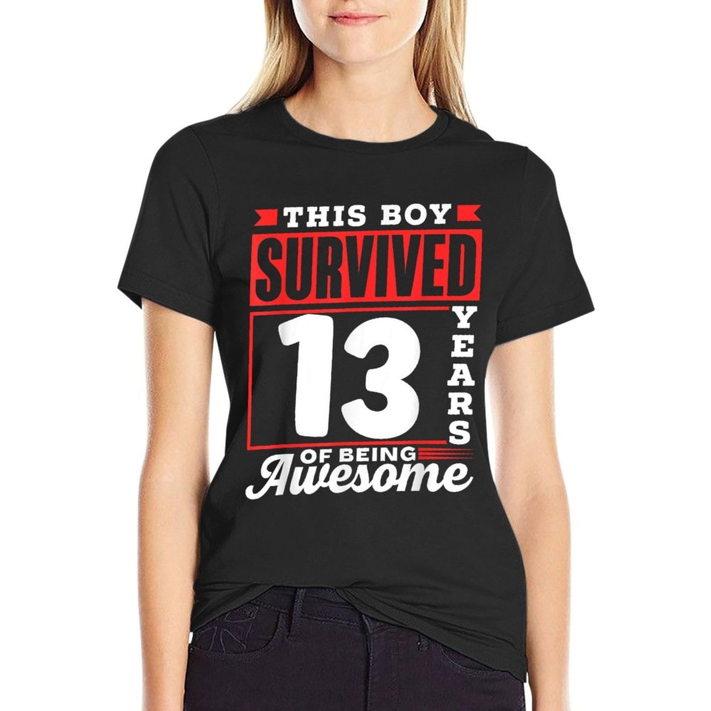 This Boy Survived 13 Years Of Being Awesome Boys Birthday Comfortable T-Shirt