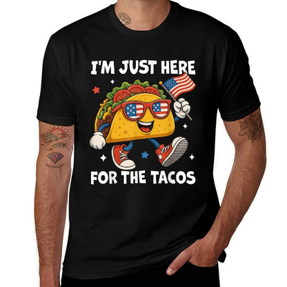 Im Just Here For The Tacos Funny 4th Of July Men Women Kids  Wrinkle-resistant T-Shirt