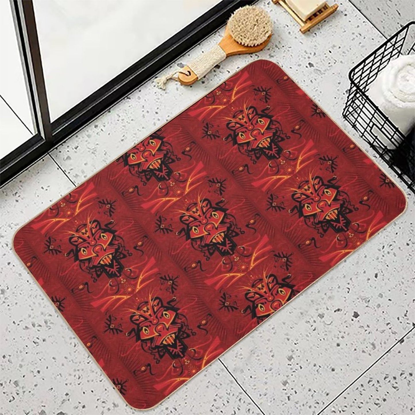 Red Samurai Shaman  Slip-Resistant Bath Mat