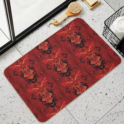 Red Samurai Shaman  Slip-Resistant Bath Mat