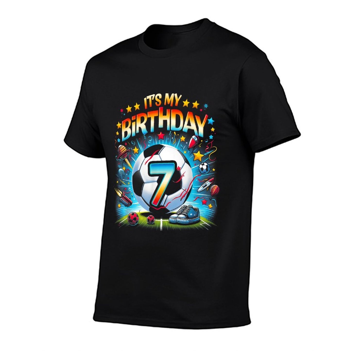 Kids It's My 7th Birthday Boys Soccer Football 7 Years Old  Stretchy T-Shirt