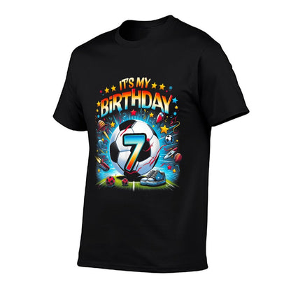 Kids It's My 7th Birthday Boys Soccer Football 7 Years Old  Stretchy T-Shirt