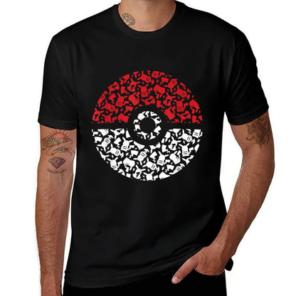 Pokemon Unisex Adult Pikachu Pokeball Pattern, Black, Small  Durable T-Shirt