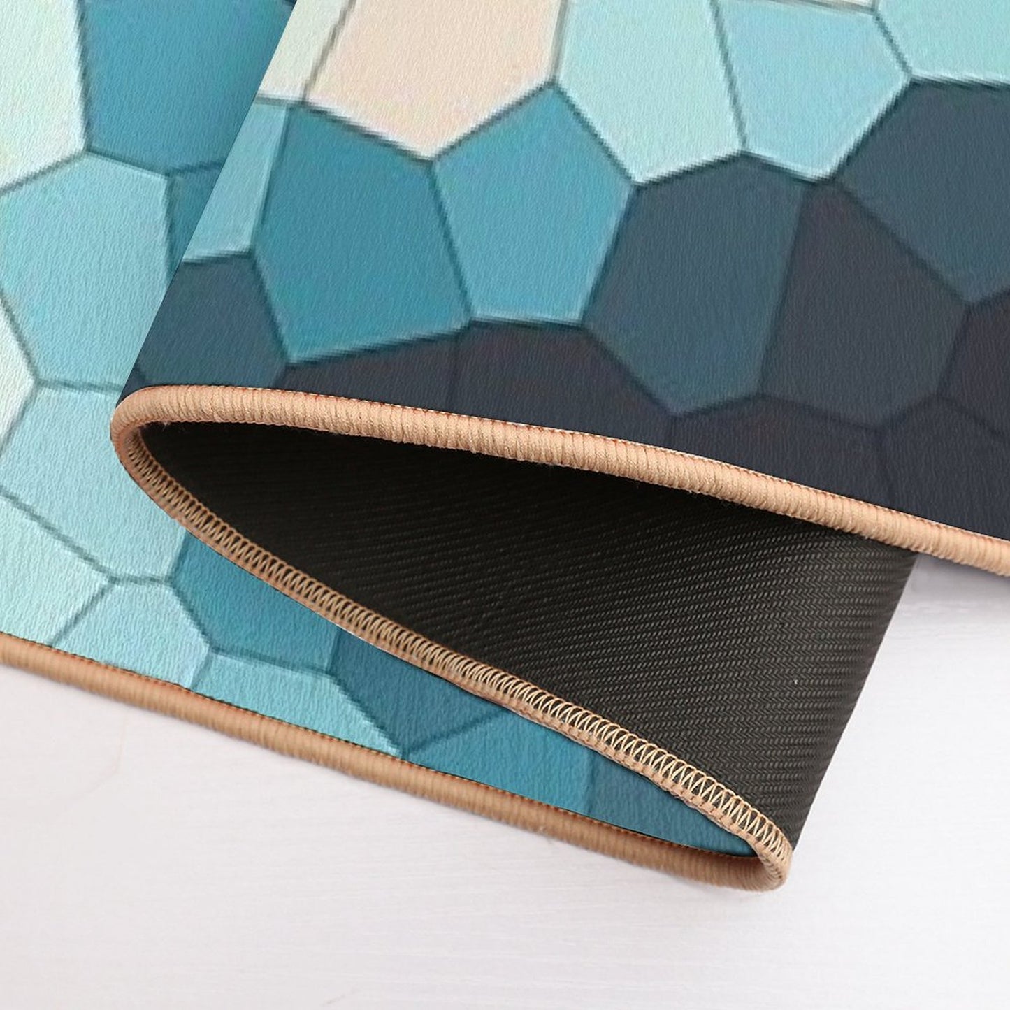 Red, Cream, Green, Blue Swirly Stained Glass Abstract Art  Versatile Bath Mat