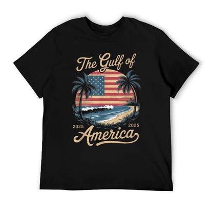 Retro Gulf Of USA America Est 2025 Gulf Mexico American Flag Oversized Silhouette T-Shirt