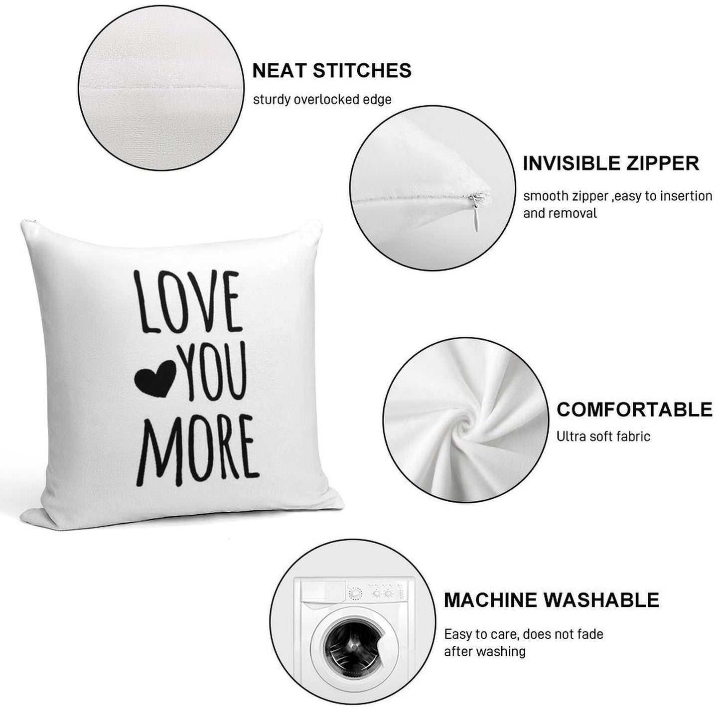 Love You More Quote Soft Easy Maintenance Throw Pillow