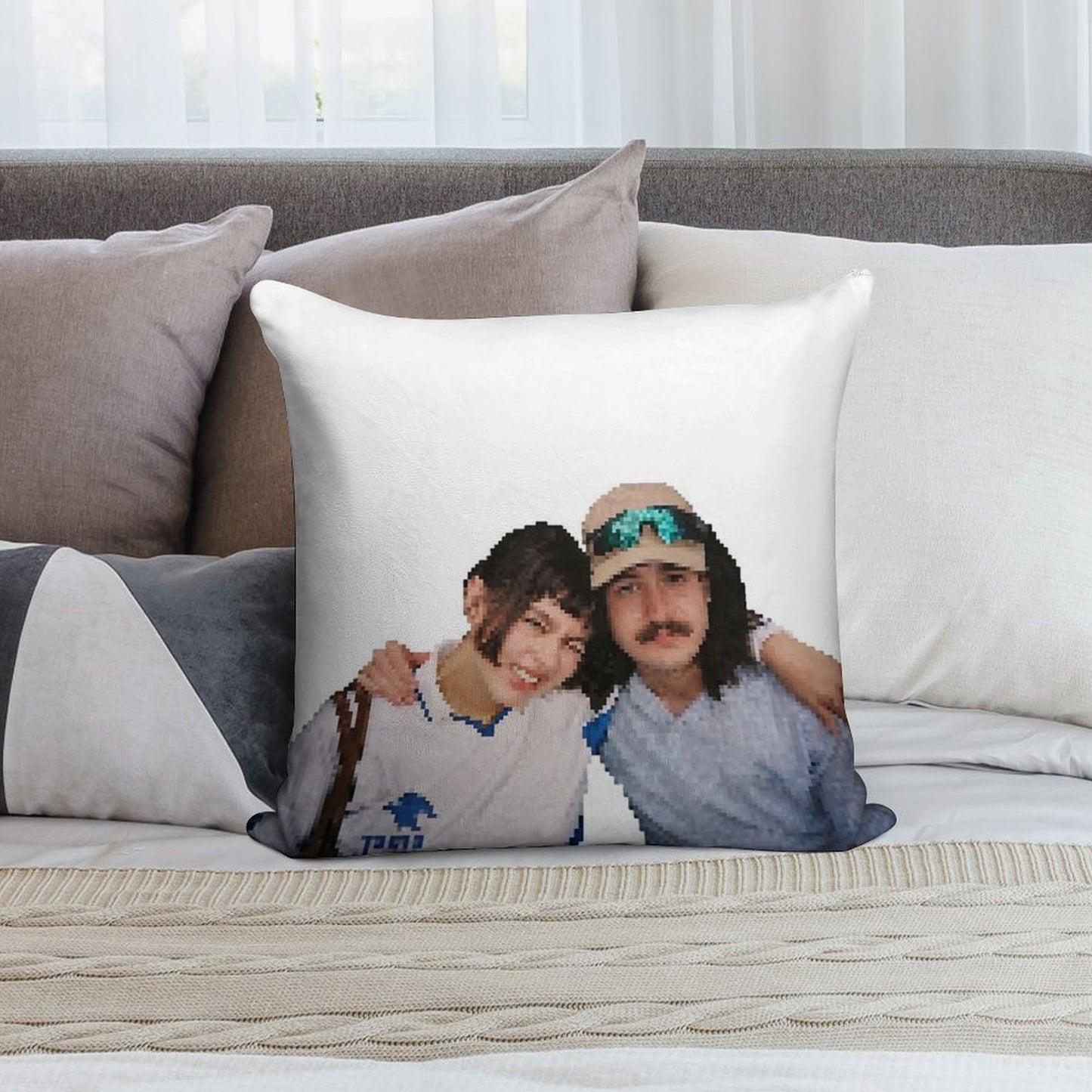 Pixel Drew And Enya Emergency Intercom Soft Warmth Comfort Throw Pillow