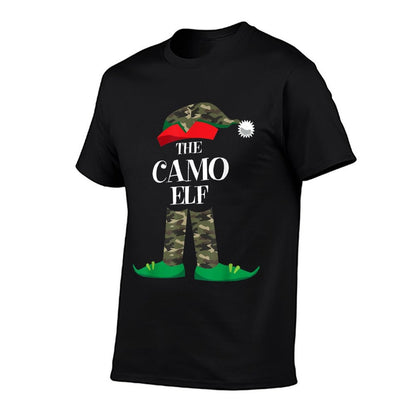Camo Elf Matching Group Family Christmas Camouflage Pajama  Cotton T-Shirt