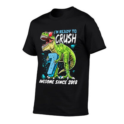 7th Birthday T Rex Dinosaur Party Boys Rawr I'm 7  Durable T-Shirt