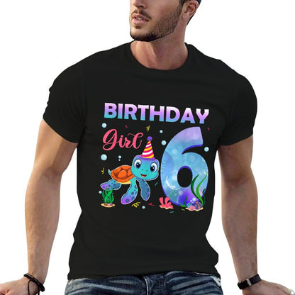 6th Birthday Girl Sea Turtle 6 Year Old Ocean Aquarium Girls  Cotton T-Shirt