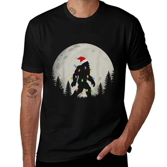 Funny Christmas Bigfoot Santa Hat Moon Sasquatch Kids Mens  Eco-friendly Material T-Shirt