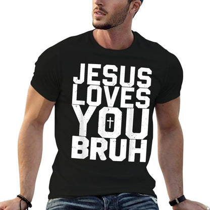 Minimalistic Jesus Love You Bruh Funny Christian Youth Boy  Lightweight T-Shirt