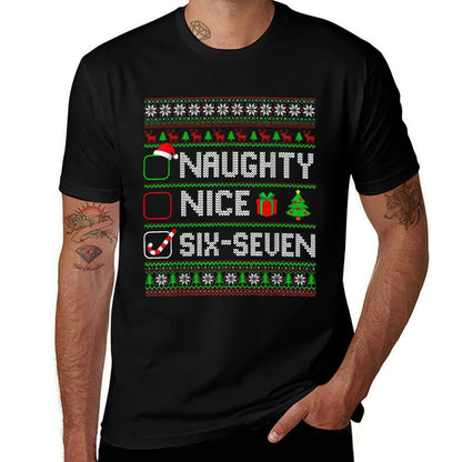 Six Seven 67 Meme Nice Naughty Christmas Pajamas Men Women  Soft T-Shirt