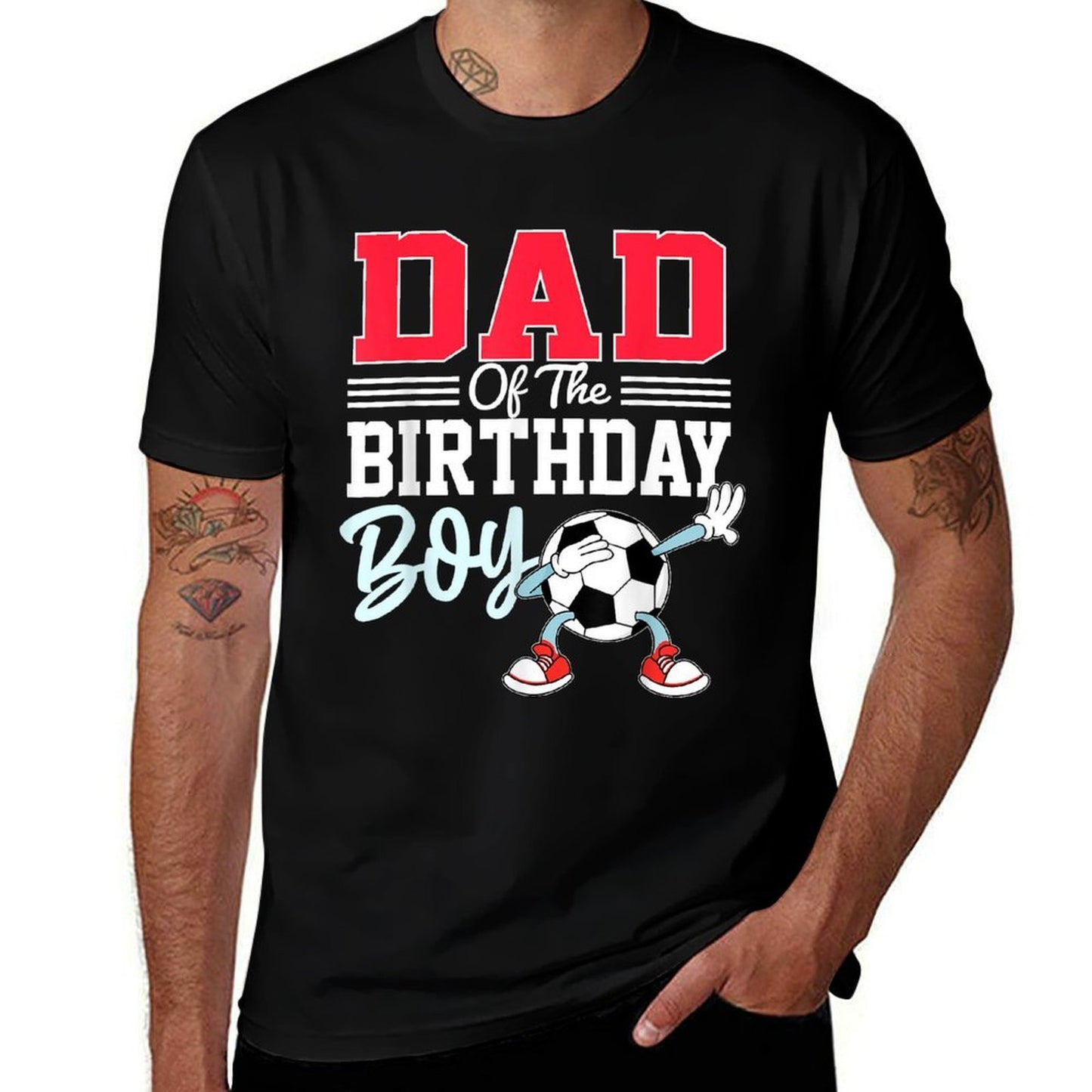 Dad Of The Birthday Boy Soccer Party Family Daddy  Slim-fit Cut T-Shirt