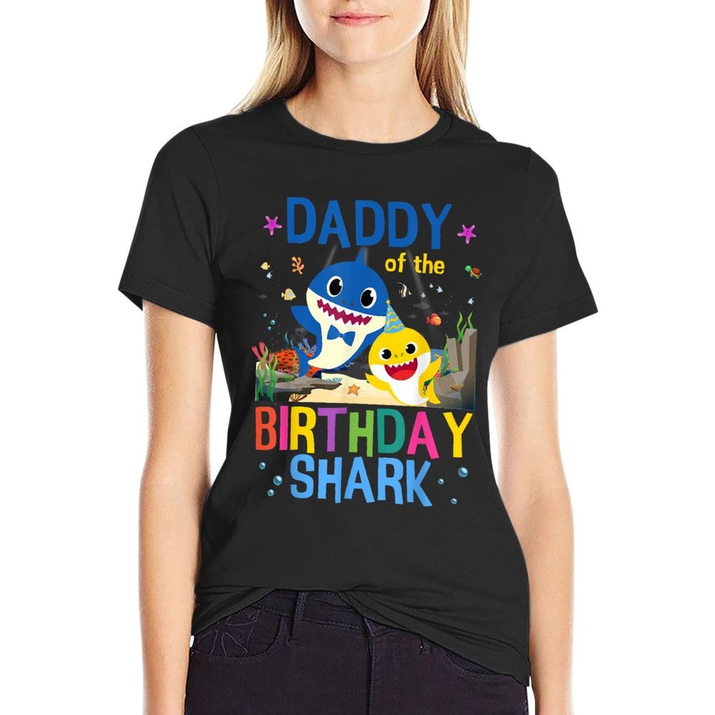 Funny Daddy Of The Birthday Family Shark Kids Birthday  Lightweight T-Shirt