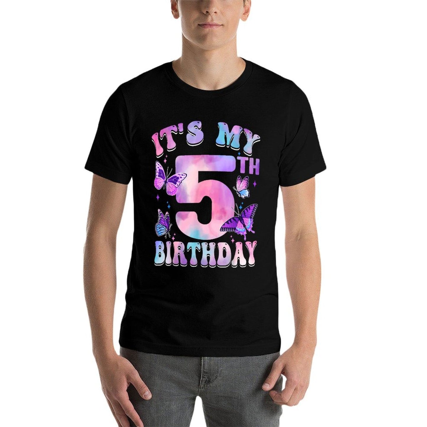 It's My 5th Birthday Butterfly Theme 5 Year Old Party Girl  Lightweight T-Shirt