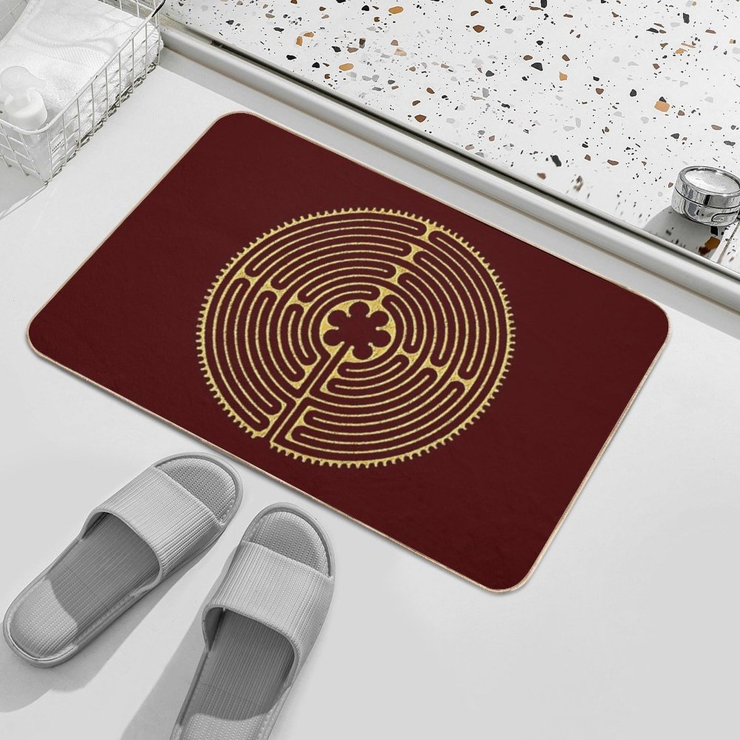 Sacred Geometry Symbol - Chartres Labyrinth 2  Non-Slip Bath Mat