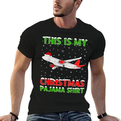 This Is My Christmas Pajama Airplane Christmas  Cotton T-Shirt