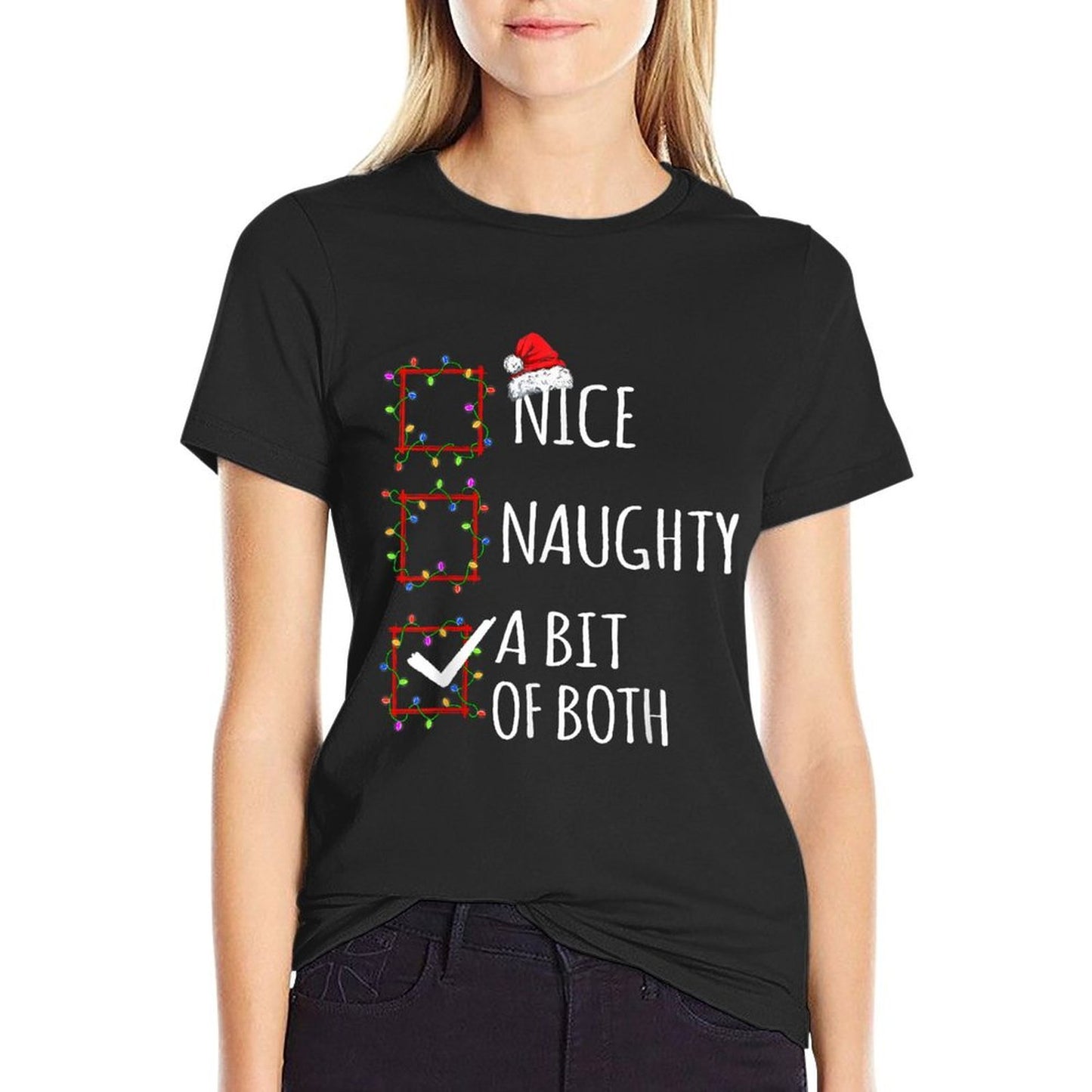 Nice Naughty A Bit Of Both Christmas List Santa Claus Funny  Soft T-Shirt