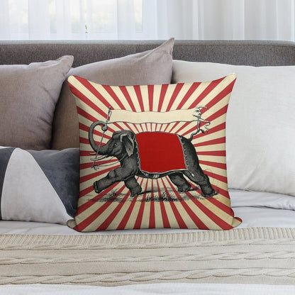 Circus Elephant Vintage Poster Pop Wall Street Art Soft Short Plush Fabric Throw Pillow
