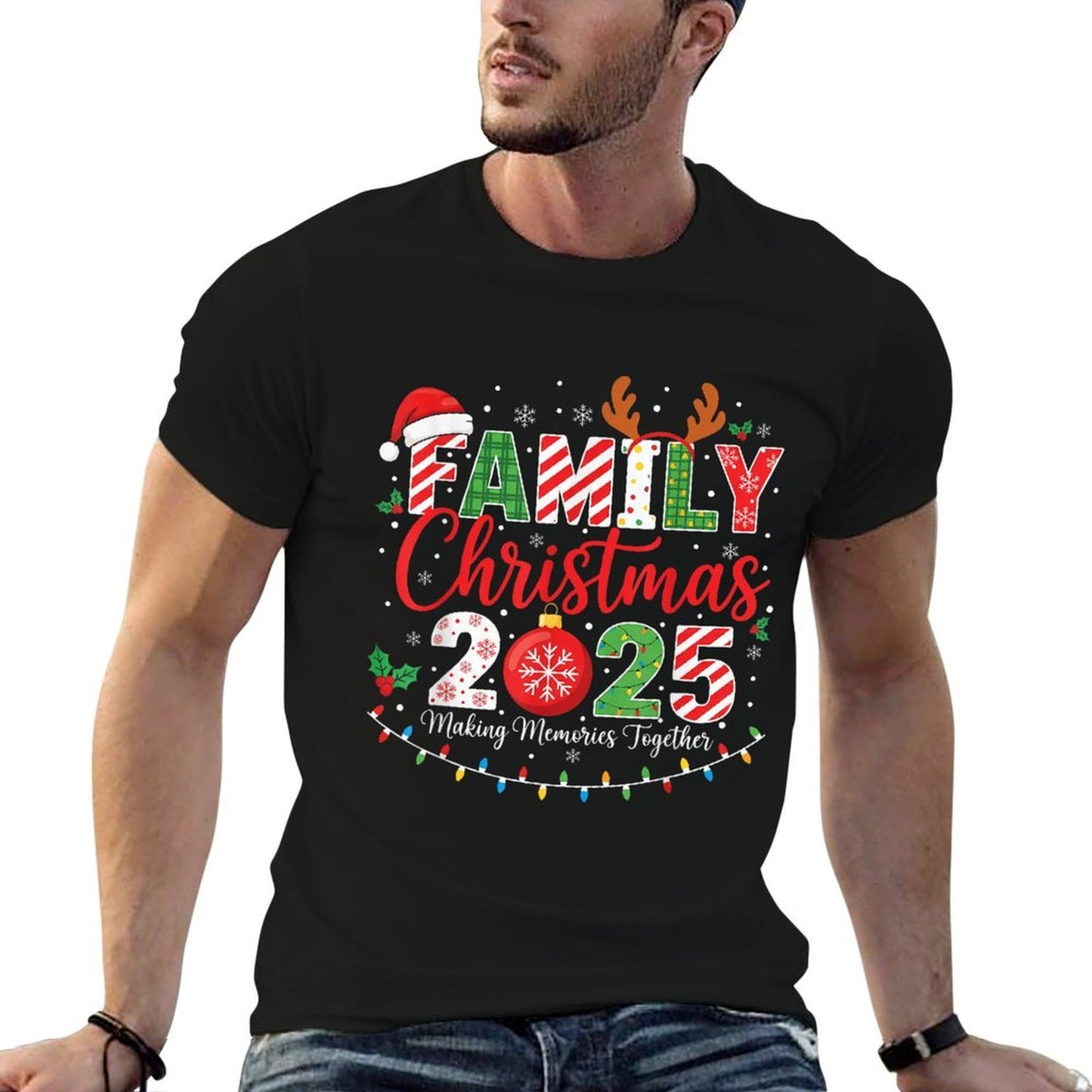 Family Christmas 2025 Pajamas Outfit Matching Xmas  Versatile T-Shirt
