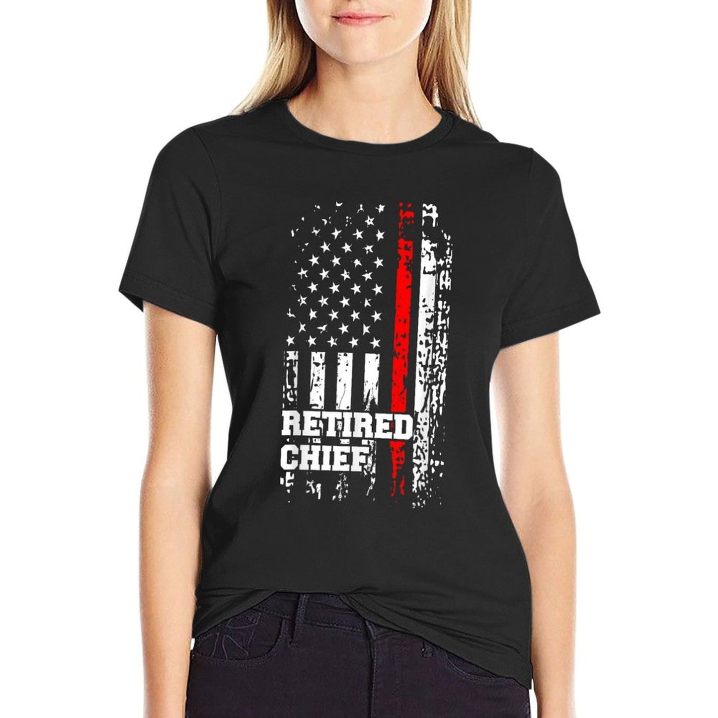 Retired Fire Chief Firefighter Rank Retirement Gift  Easy-care T-Shirt