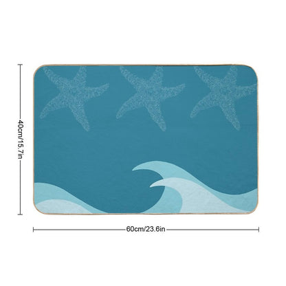 Waves And Starfish - Digital Art  Eco-Friendly Bath Mat