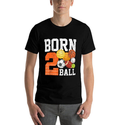 Born 2nd Ball Birthday Sport Ball Theme 2 Year Old Kids  Slim-fit Cut T-Shirt