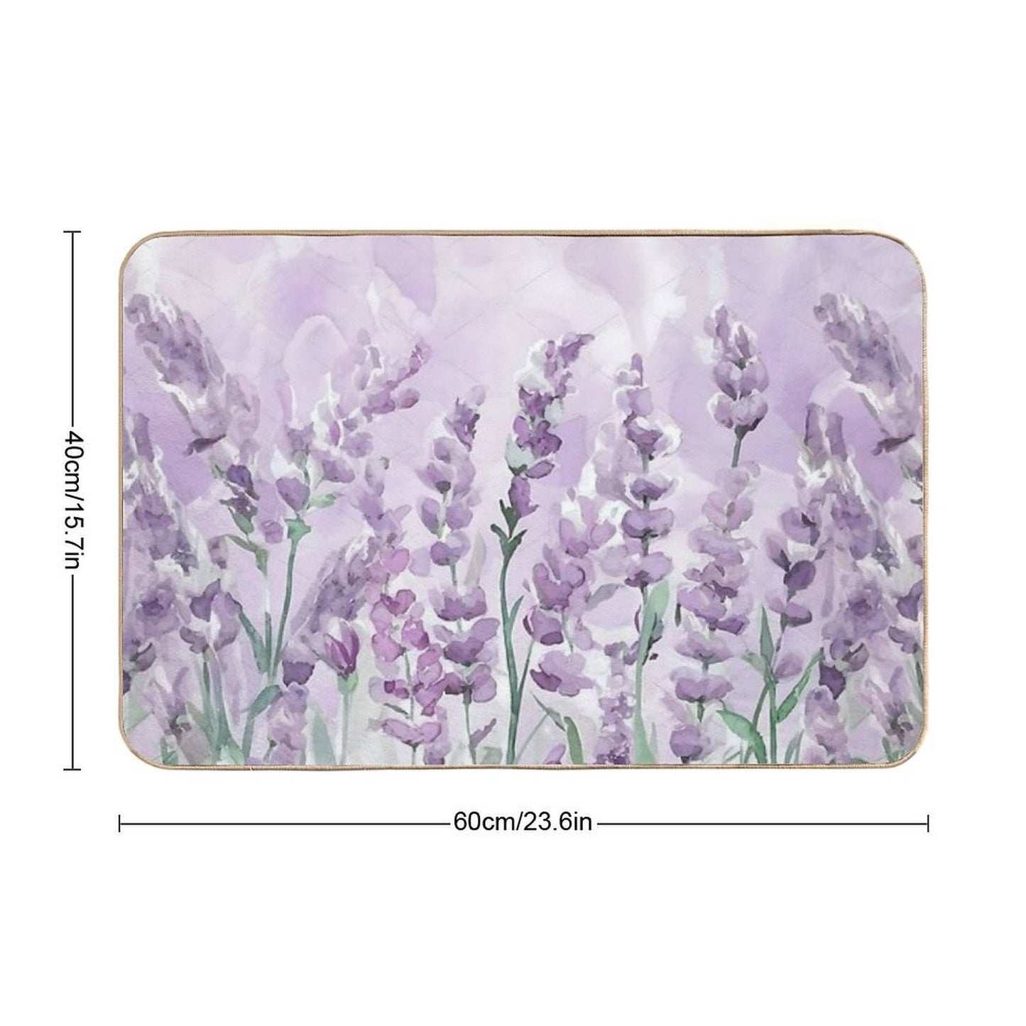 Tender Watercolor Lavender Flowers  Fade-Resistant Bath Mat