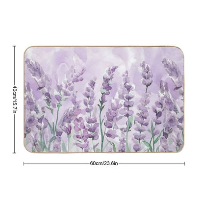 Tender Watercolor Lavender Flowers  Fade-Resistant Bath Mat