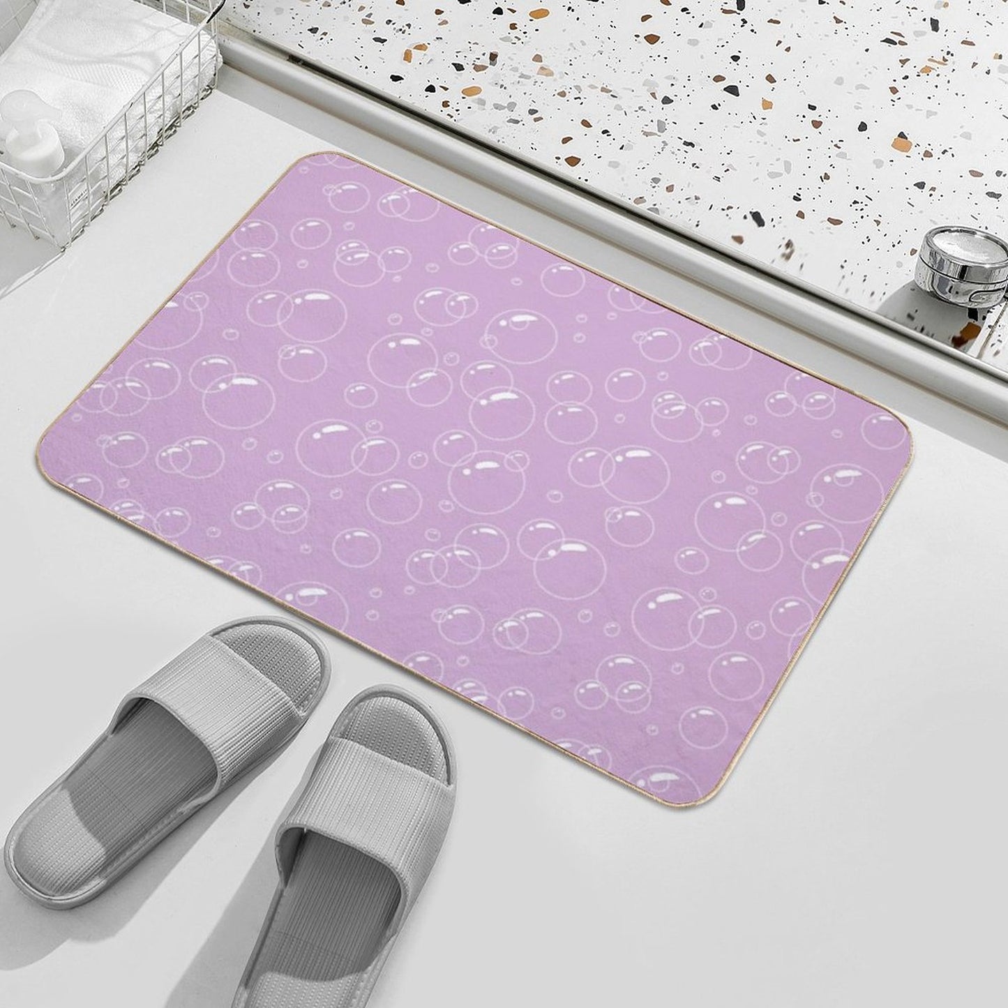 Pink Bubble Pattern  Dirt-Trapping Bath Mat