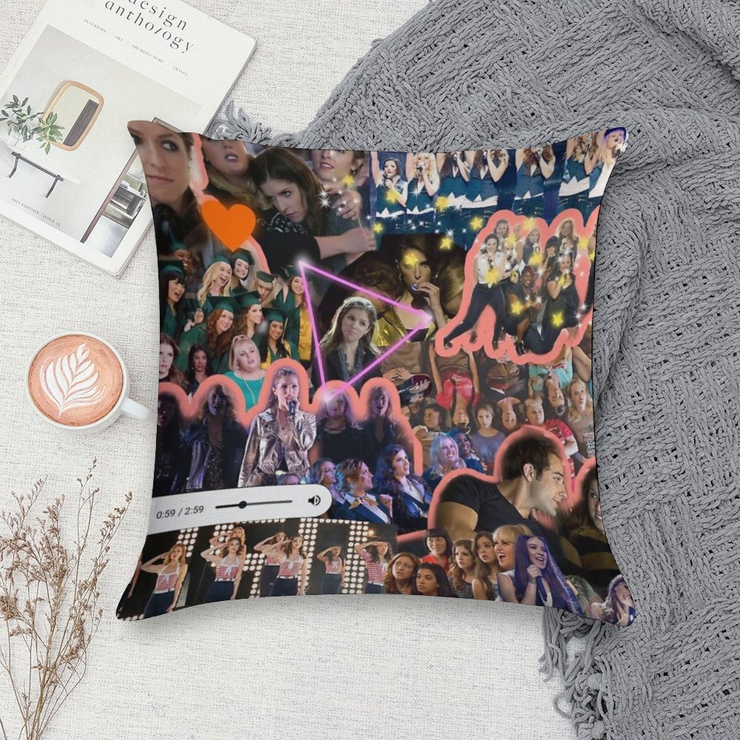 Pitch Perfect Collage Soft Bedroom Essential Throw Pillow