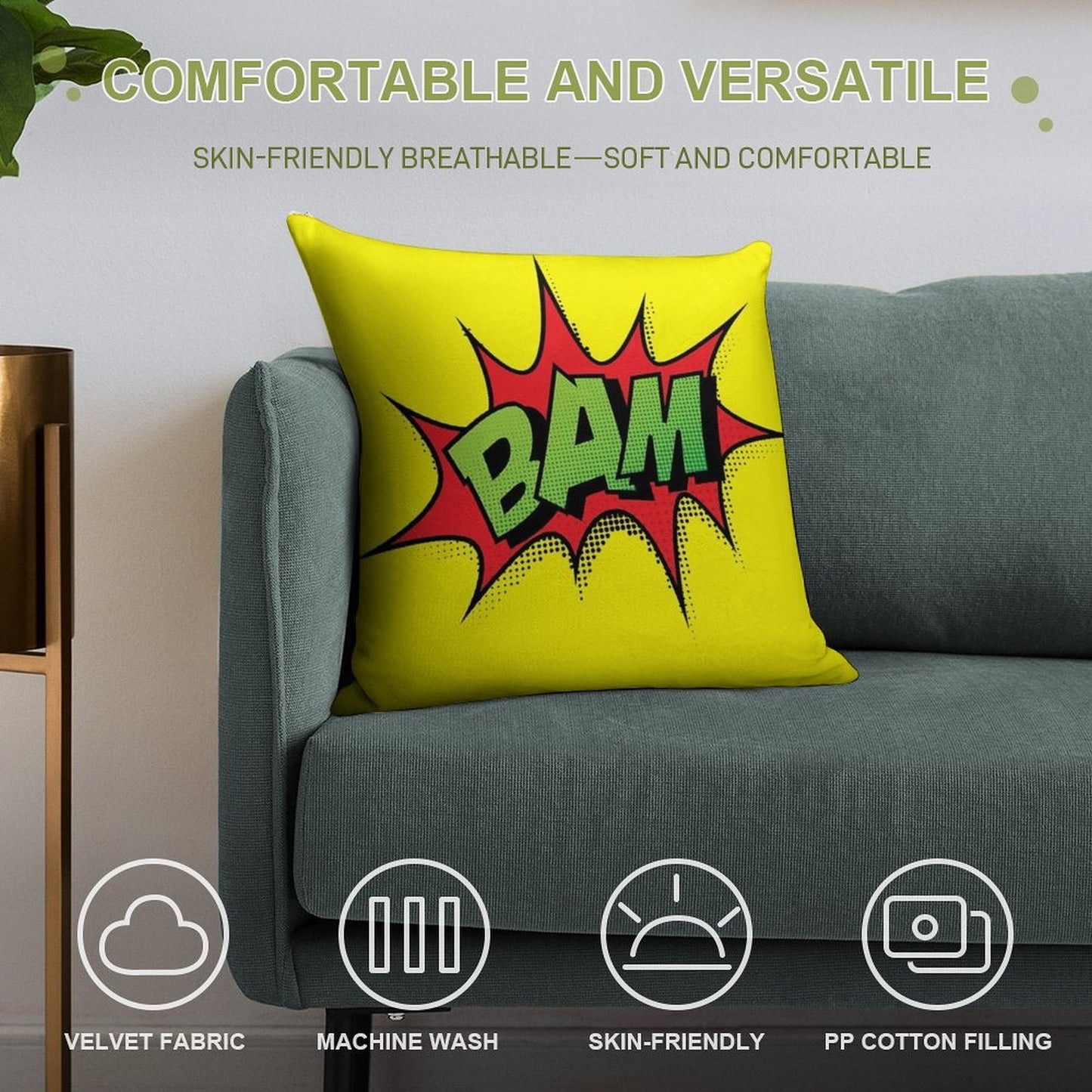 Bam Soft Fade-Resistant Throw Pillow