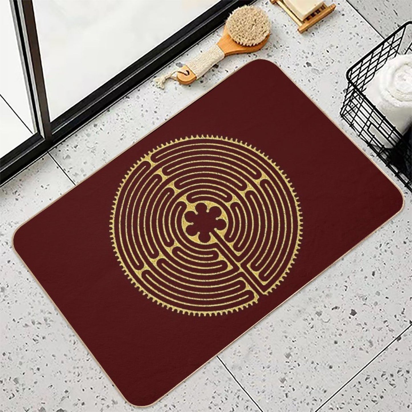 Sacred Geometry Symbol - Chartres Labyrinth 2  Non-Slip Bath Mat